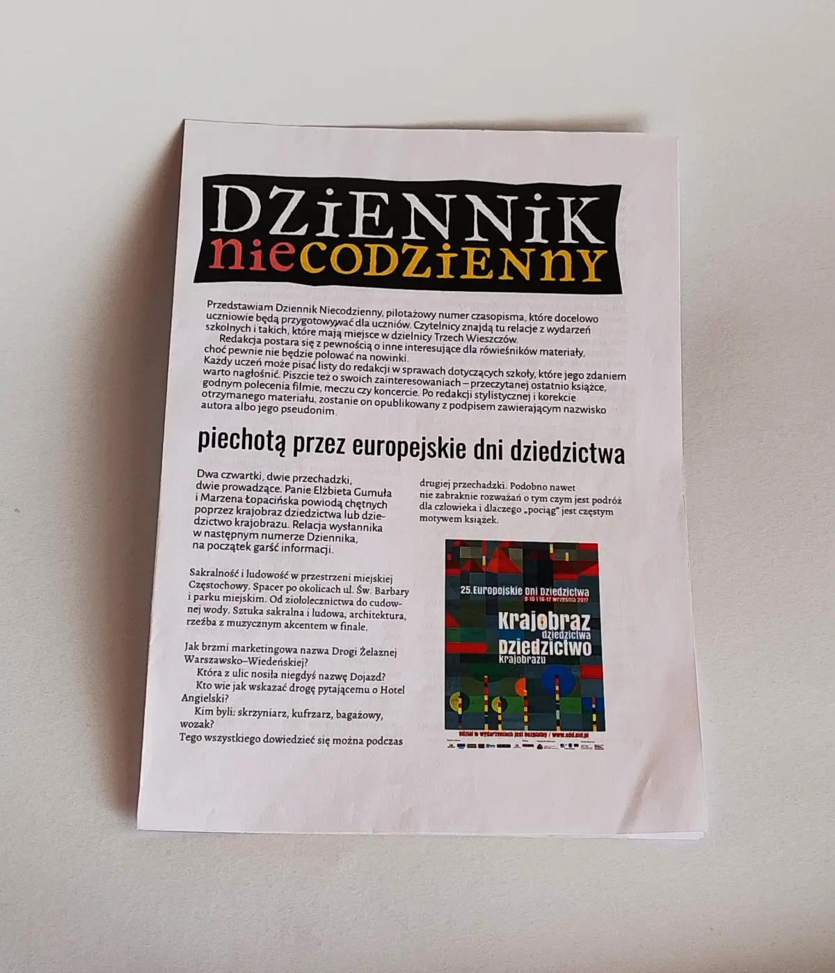 pilotażowy numer Dziennika Niecodziennego